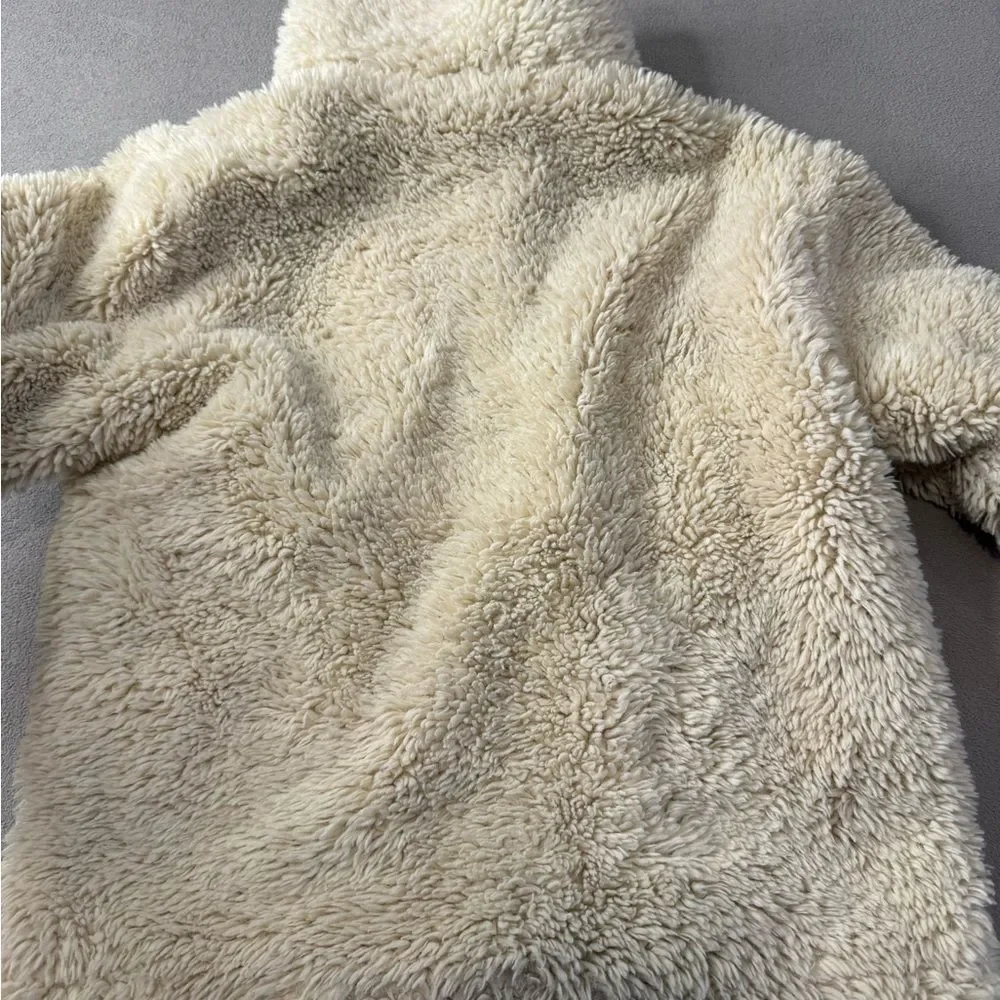 Girl Zara Cozy Cream Sherpa Jacket with Tan Pockets size 10